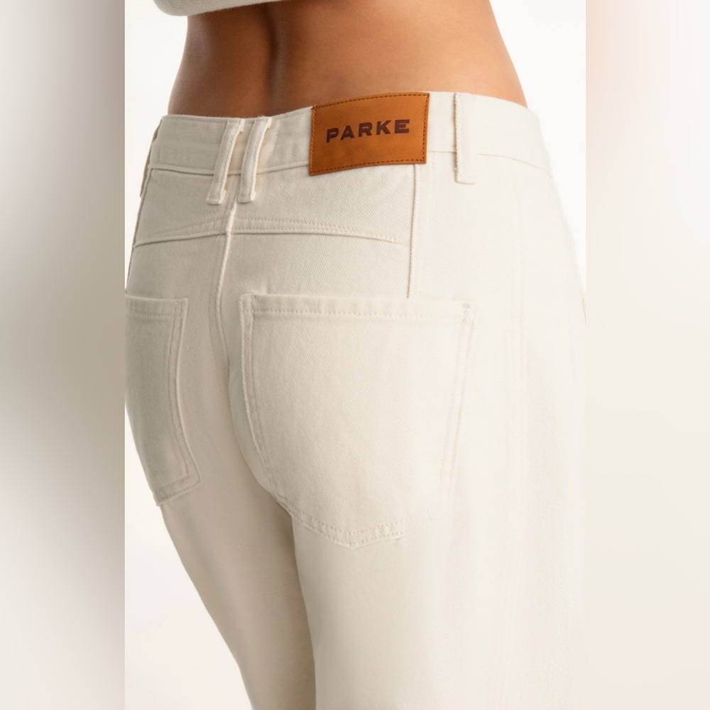 Limited Edition Parke horseshoe white/cream denim jeans NWOT - Picture 4 of 8